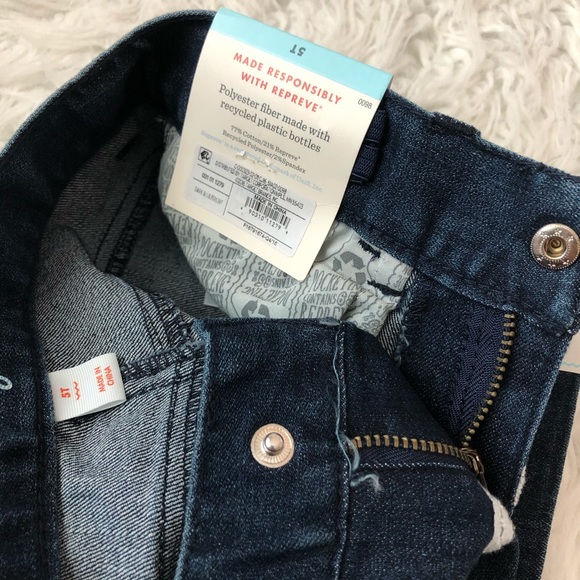 Cat & Jack Lace Front Decor Blue Jeans Shorts - Picture 6 of 7